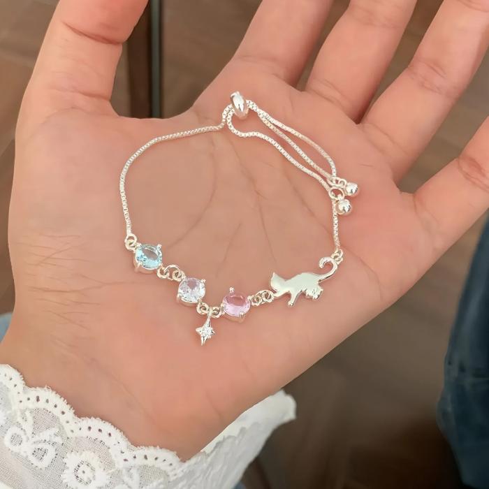 Gelang Bintang kucing memetik gelang zirkon elegan mewah suhu fashion kepribadian untuk wanita