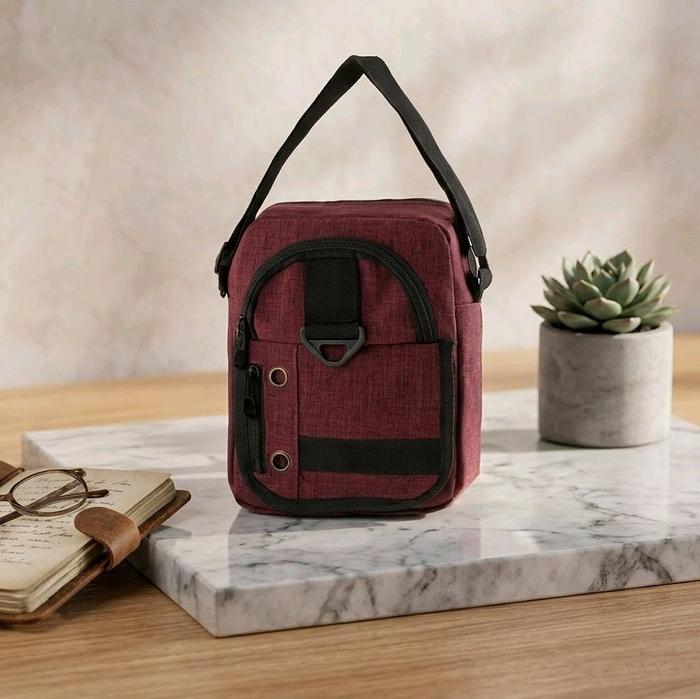 Tas Selempang Cowok Keren Mini Casual Cordura Premium Maroon
