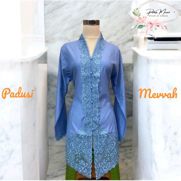 Kebaya Encim Atasan Kebaya Encim Bordir Bunga Flamboyan Kerancang kartini Tangan Panjang Bahan Katun