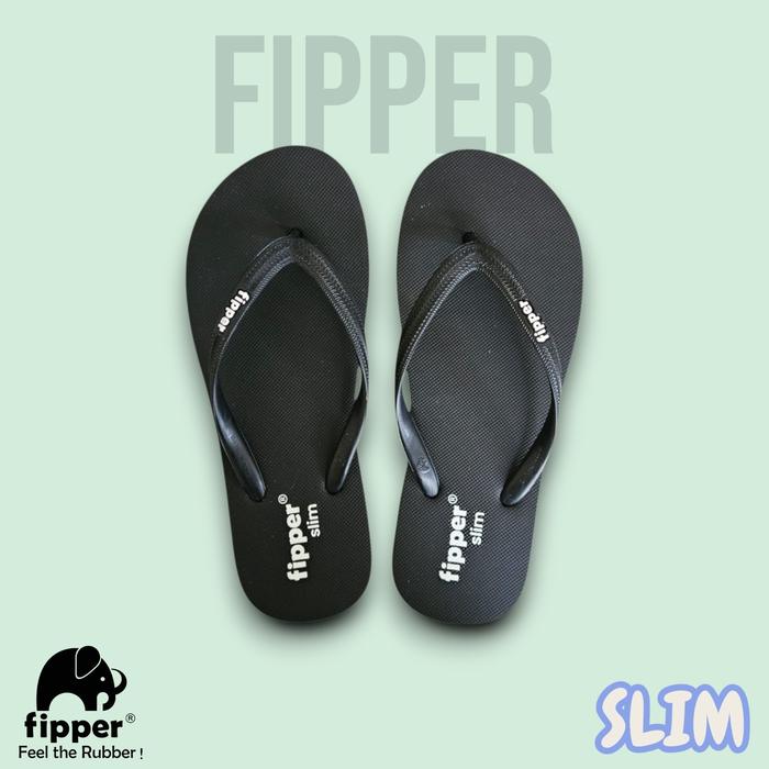 FIPPER SANDAL SLIM BLACK / BLACK - sandal jepit wanita
