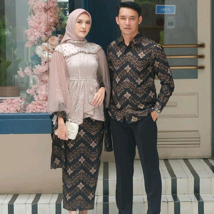 Kebaya Modern Free Hijab Lamaran Tunangan Wisuda Kondangan Batik Brukat Free Selendang Gamis Syari C