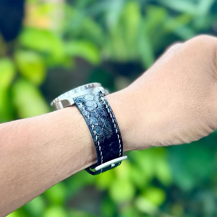 Tali jam tangan kulit ostrich. Handmade ostrich leather strap 22mm