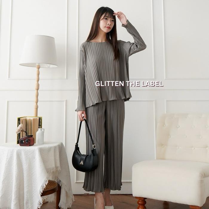 [TERLARISS] GLITTEN THE LABEL - Atasan Plisket BB Wavy Lengan Panjang / Top Plisket Lengan Panjang /