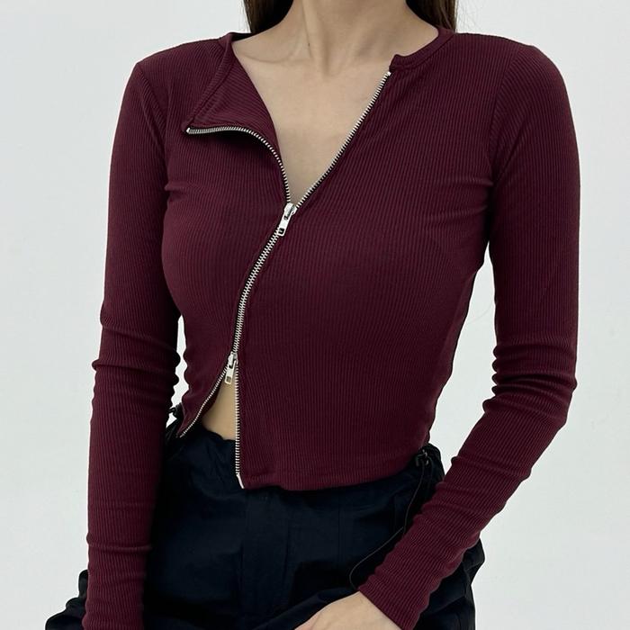 Camelia Rib Knit | Kardigan Rajut Merah Lengan Panjang Kainkan