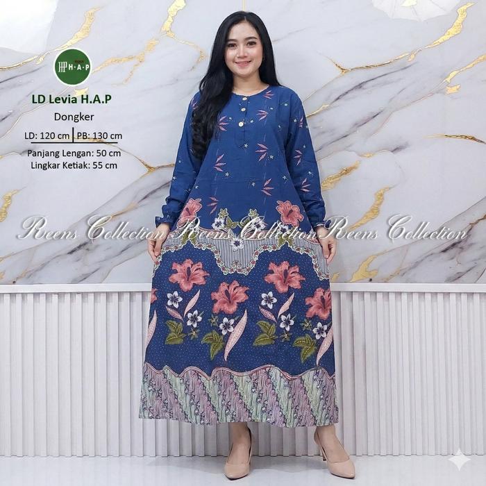 Batik H.A.P Longdress LEVIA LD 120cm Daster Lengan Panjang Semata Kaki Busui Lengan Karet
