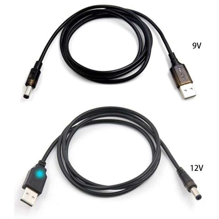 C5AE QC 2.0/3.0 USB to DC 12V/9V Power Cable with 5.5 x 2.5mm Plug