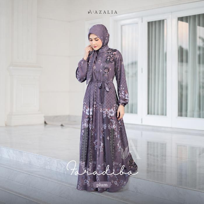 Azalia Faradiba Series Dress Set Hijab Motif Mewah Wanita Double Layer Busui Friendly