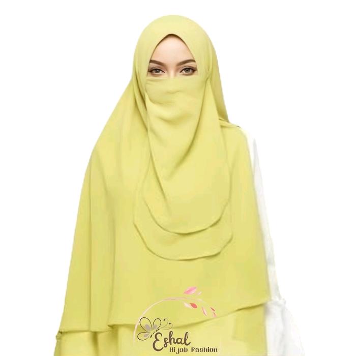 Eshal Hijab Fashion Cadar 2 Layer Ceruty Babydoll Premium Niqob Dua Layar Pelengkap Jilbab Syari Gam