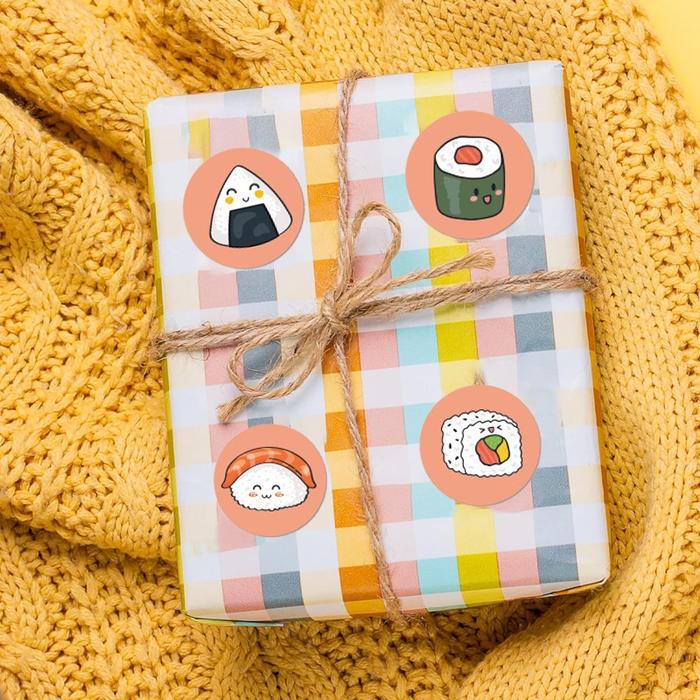 2 Roll/1000Pcs Stiker Deco Motif Sushi Food Stiker Hias