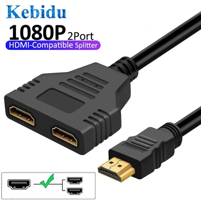 HDMI-Compatible HD conversion line 1 Male To Dual 2 Way Female 1080P Splitter Cable for PC TV Xbox P