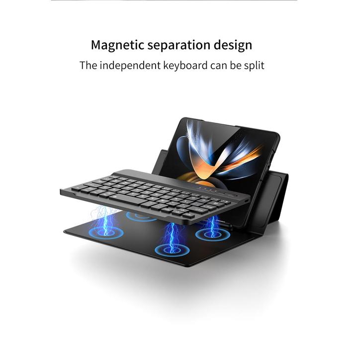 Keyboard Plain Leather Cover For Fold 4 For Samsung Galaxy Z Fold 4