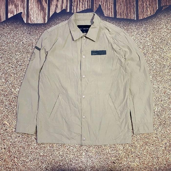 jaket varsity coach coklat TBJ NEARBY jaket harrington simpel penutup tombol button casual motoran b