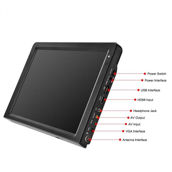 Leadstar D12 12 Inch Portable Mobile Mini Digital Tv With Isdb-T Dvb T2 Atsc H265 Hevc 1280*800 Tf C
