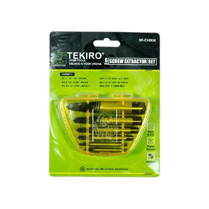 TAP BALIK SET 6 PCS Tekiro Screw Extractor Set 6 Pcs - Alat BUKA Baut Patah Rusak