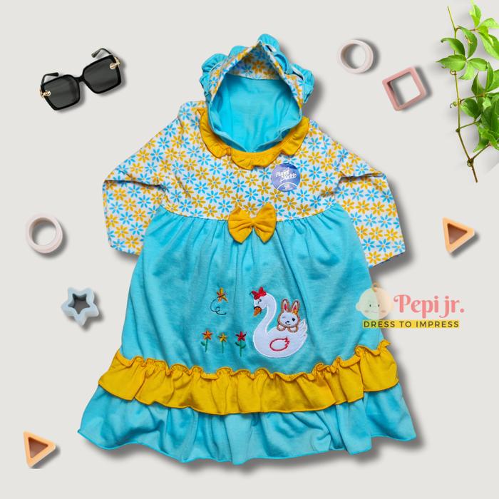 Pepi Jr - Baju Dress Gamis muslim anak perempuan 1-2 tahun murah Ms-03 Lebaran Cewek Cantik