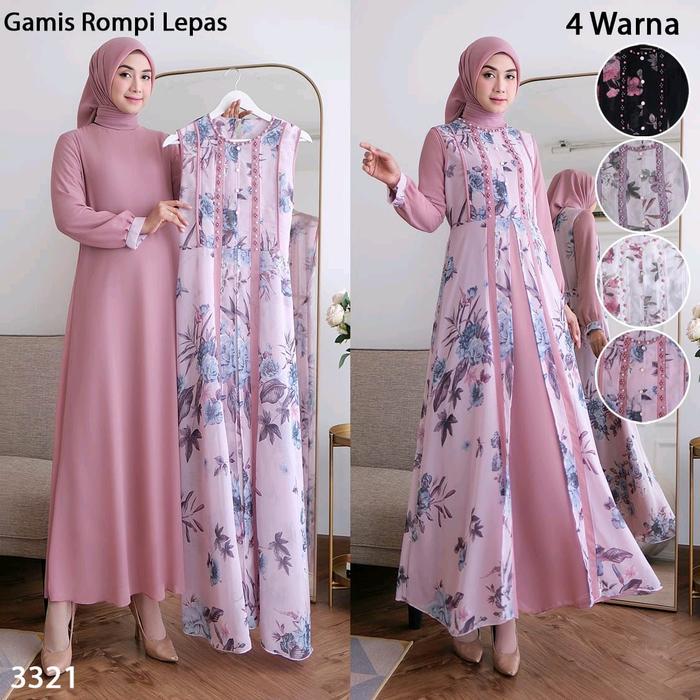 Gamis Rompi Lepas Ceruty Bunga