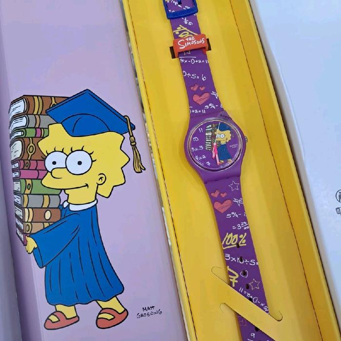JAM WANITA UNGU SWATCH ORIGINAL SO28Z118 SWATCH SO28Z 118 THE SIMPSONS