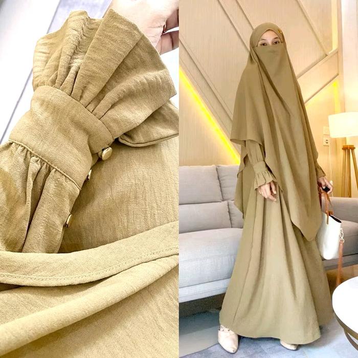 Shaqueena Gamis Bandung | Jennaira Gamis Syari Set French Khimar | Abaya Crincle Airflow | Abaya Mur