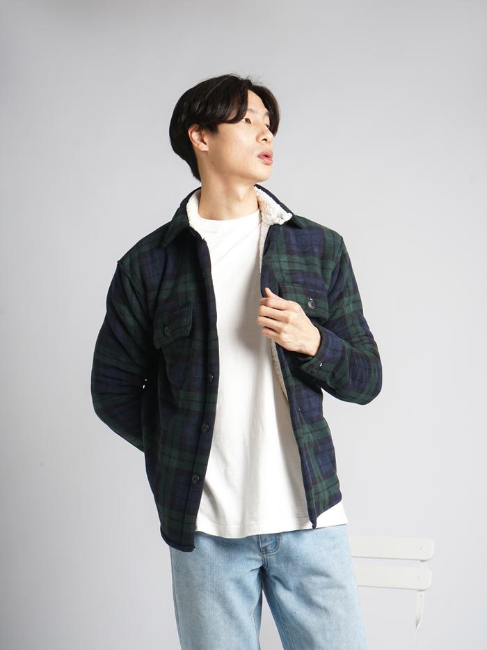 OLPHA - Plaid Sherpa Jacket (Green)