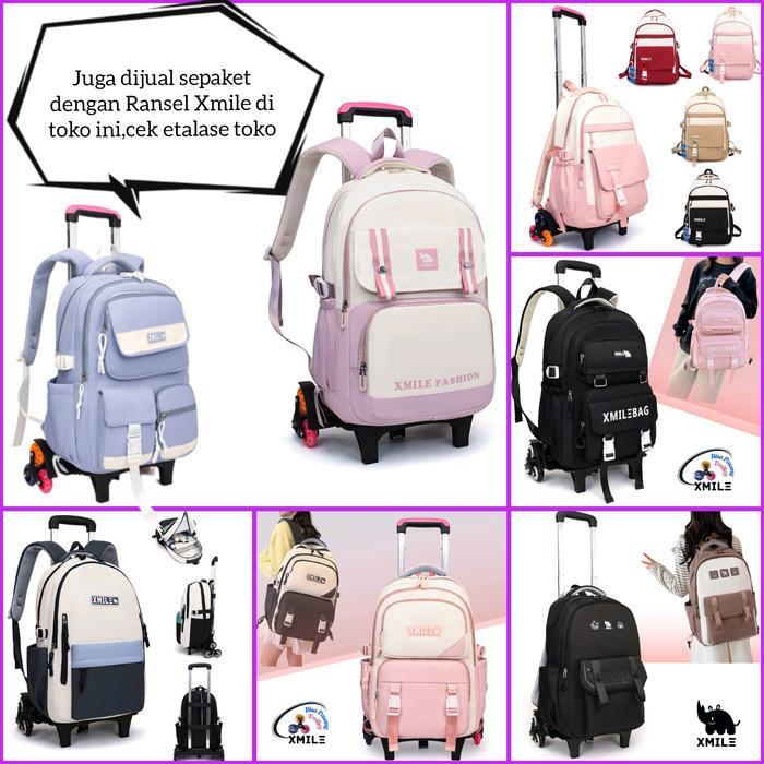 Trolley Tas Sekolah Multifungsi Troli tas sekolah Trolly Tas ransel Trolley 2 Roda 6 Roda Import Fas