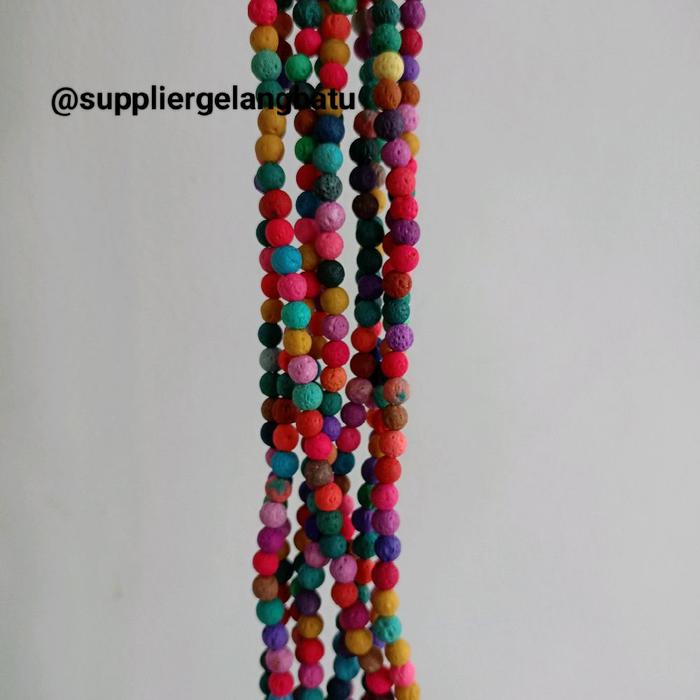 renceng multicolour lava natural pacawarna 6mm batu akik merapi larva
