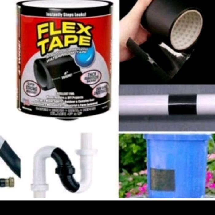 FLEX TAPE HITAM PUTIH isolasi lakban plester Anti bocor Super Kuat Rubberized Waterproof FLEXTAPE