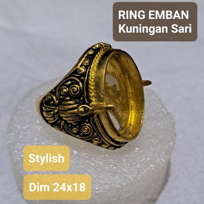 Cincin Ring Stylish Kuningan Sari Untuk Batu Permata atau Batu Akik Super Alpaka #32 Emban Pemanis J
