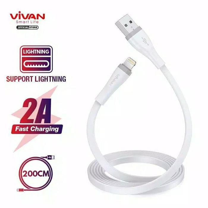VIVAN SL200S KABEL DATA USB FOR IPON DATA CABLE LIGHTNING PANJANG 2M FOR buat IPHONE VIVAN ORIGINAL