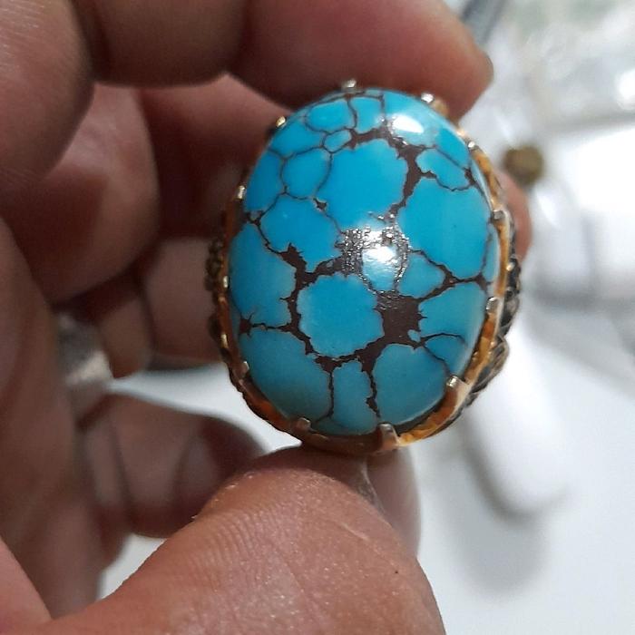 natural batu pirus mesir jumbo ring handmade