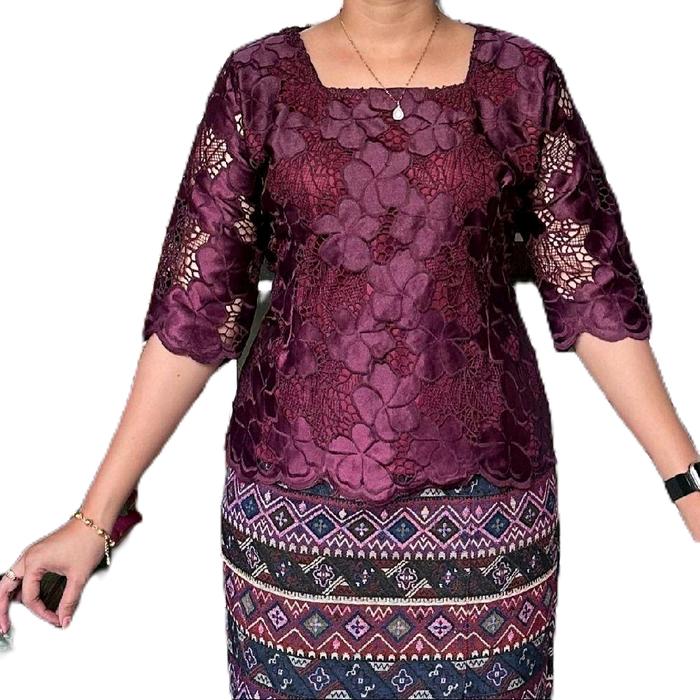 Blus katun brokat bordir motif bunga kilat