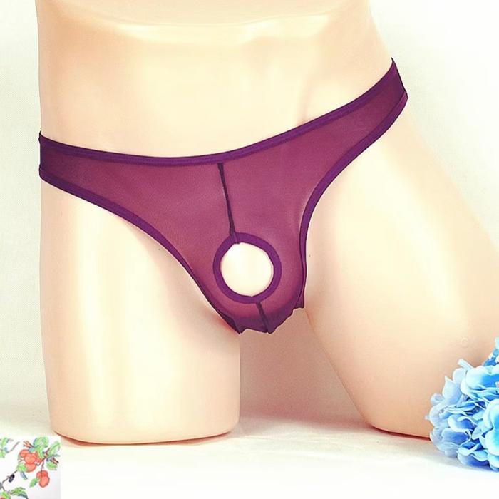 ￼Celana Dalam Pria Open Sexy hot Low Waist transparan G String Pria Thongs bernapas lembut