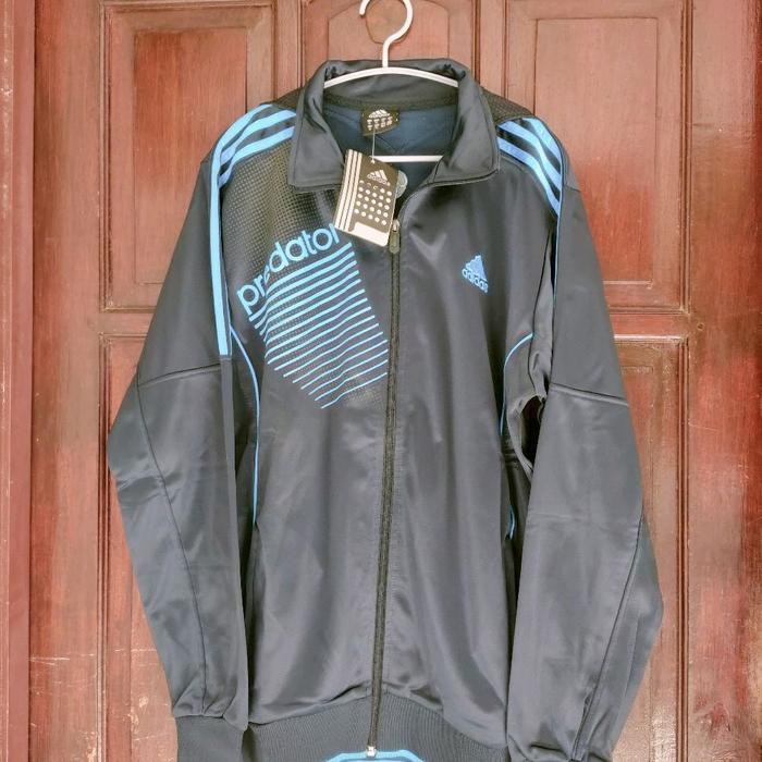 Jaket Tracktop Adidas Predator Import High Quality BNWT - Hitam/Biru Muda