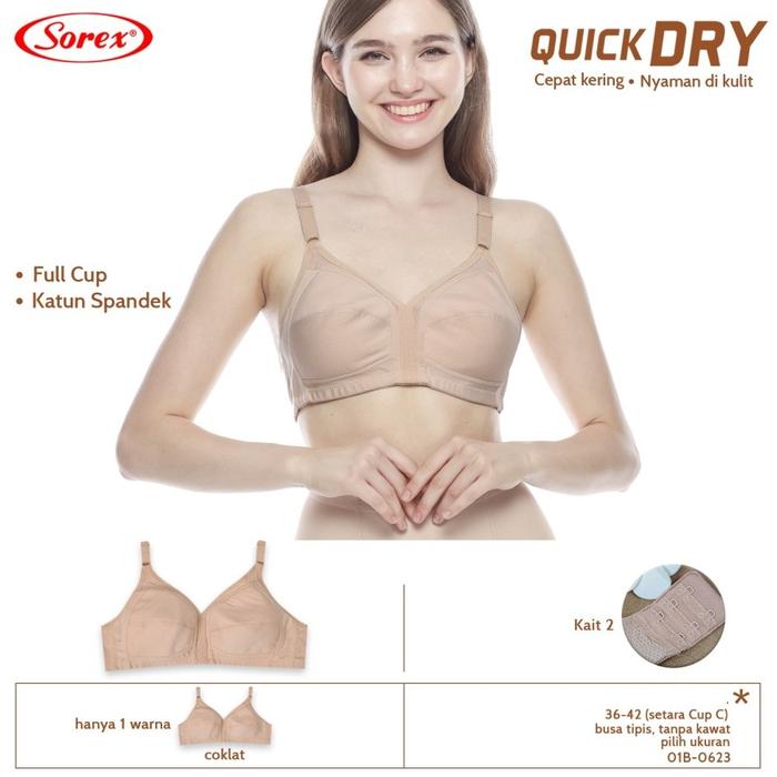 BH Sorex 02004 | Sorex Bra Busa Tipis Tanpa Kawat Kait 2 Setara Cup C Quick Dry BH Harian Berpori - 