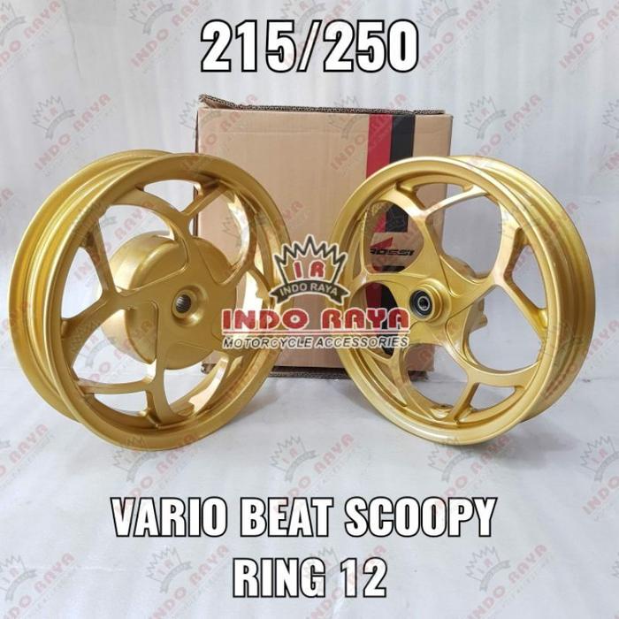 Velg velek pelek racing scoopy beat vario  sporty 1set depan belakang 215 250 ring 12 merk rossi tip