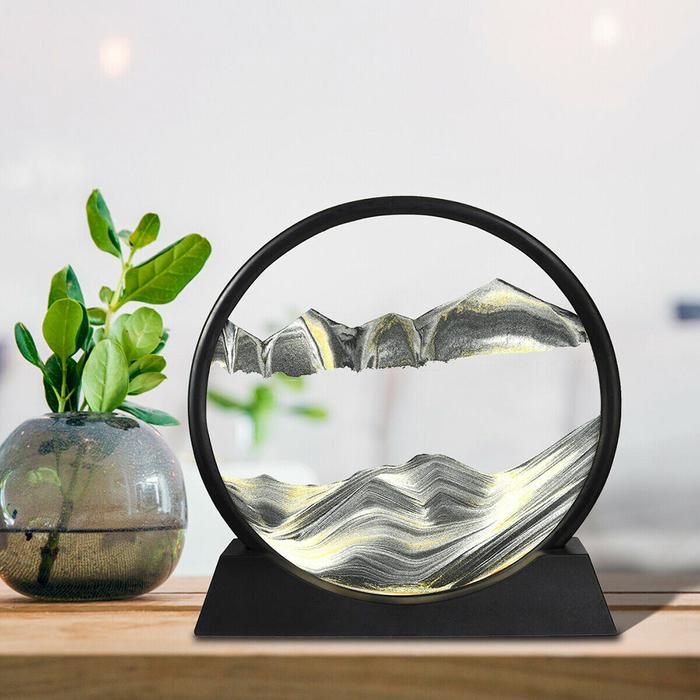 Moving Sand Painting Round Glass Quicksand Painting 3D Dynamic