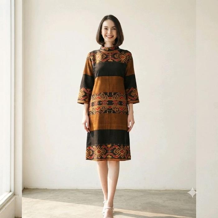 DRESS TENUN ETNIK / DRESS TENUN JEPARA / TUNIK WANITA / TUNIK TENUN JEPARA / BATIK TENUN JEPARA moti