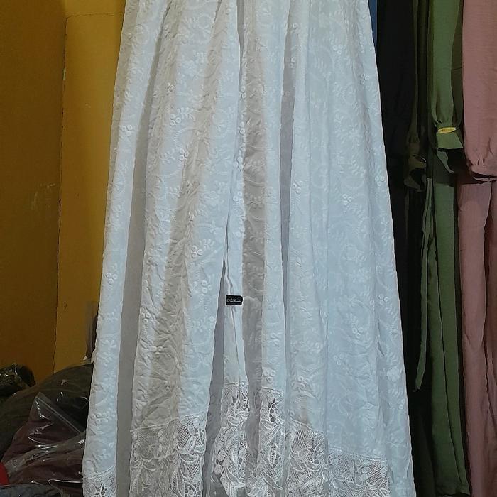 Mukena bordir katun jepang renda zipper ,