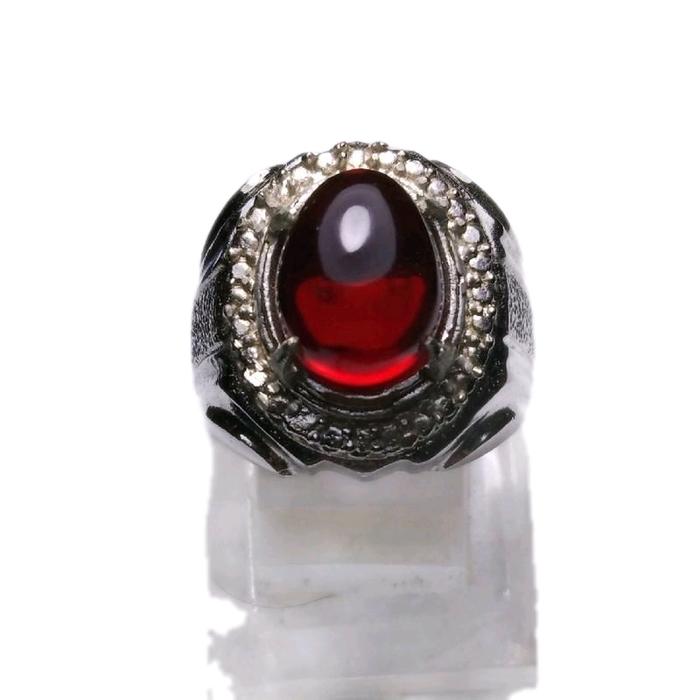 Cincin batu mustika lipan merah model telur asli cincin pria Ring