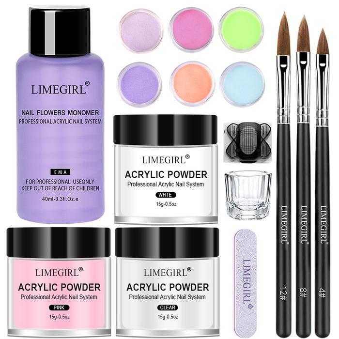 Nail Acrylic Powder and Liquid Monomer Set Acrylic Nail Kit for Nails Extension Acrylic Dipping Powd