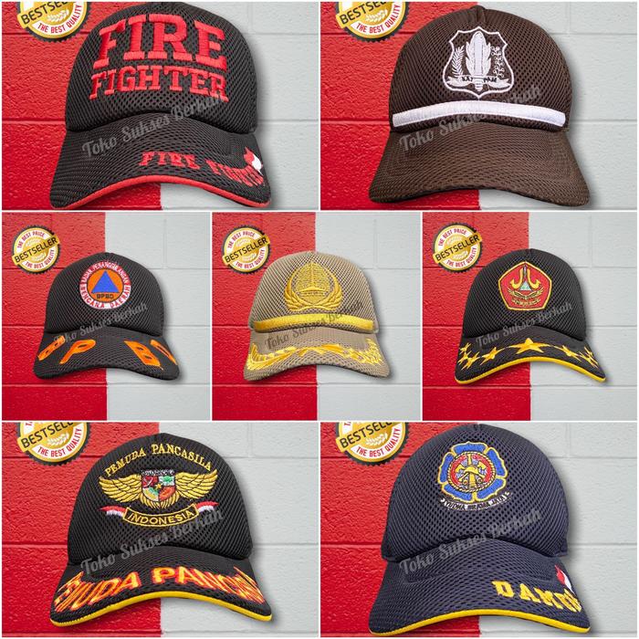 COD Topi BPBD - Topi Satpam - Topi Security - Topi Doubel Mess Satpol PP - Topi Jaring Dobel Mess