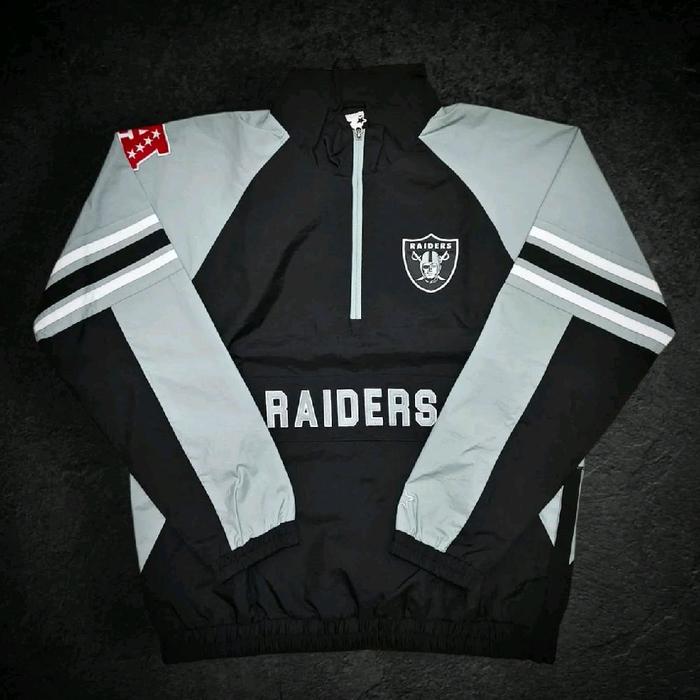 Jaket Starter X NFL Las Vegas Raiders Half Zip Size L Pull Over Jacket