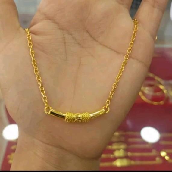 Kalung Bambu Warna Kuning - Bahan Lapis Import - Ukuran Panjang 45cm - Garansi Pengembalian/Penukara