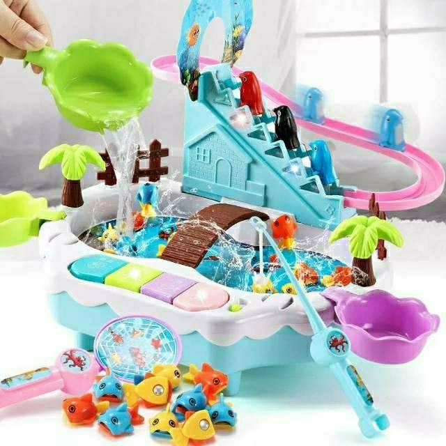 [MNT] MAINAN ANAK 2 IN 1 PANCINGAN IKAN MAGNET KOMBI TRACK RACERS PENGUIN