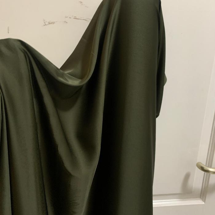 Kain Satin Armany Silk Original warna Army Green Hijau Army Tua