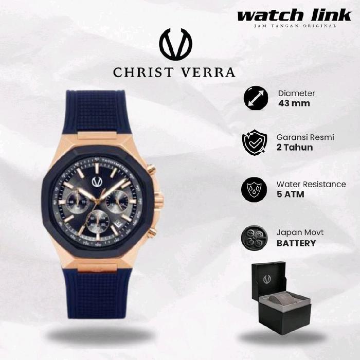 Jam Tangan Pria Christ Verra cv 922327G Rubber Original Garansi Resmi Watches Kaca