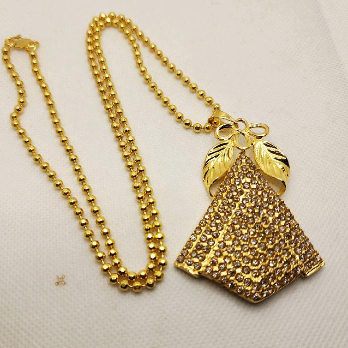 Kalung Liontin Mata Layang Daun Lapis Emas Goldplated