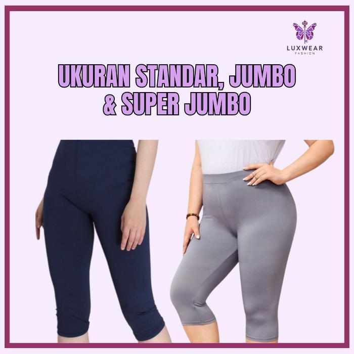 Legging Spandek Jersey 3/4 Pendek Polos Basic Jumbo Wanita Lembut Stretch Nyaman Fit Celana Dalaman 
