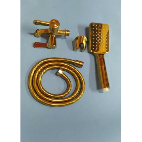 Paket kran cabang + shower gold / Paket shower dan kran cabang gold