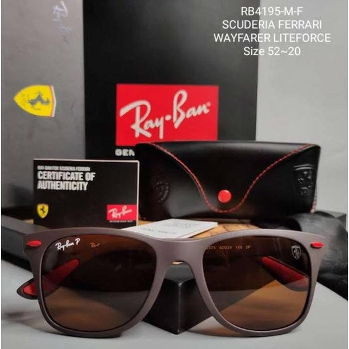 Kacamata RayBan Liteforce Ferrari RB4195 52-20 Brown Polarized Original