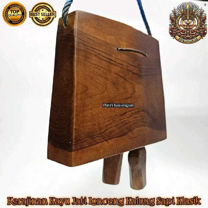 Kalung Sapi Kayu Jati Ekslusif dengan Lonceng - Liontin